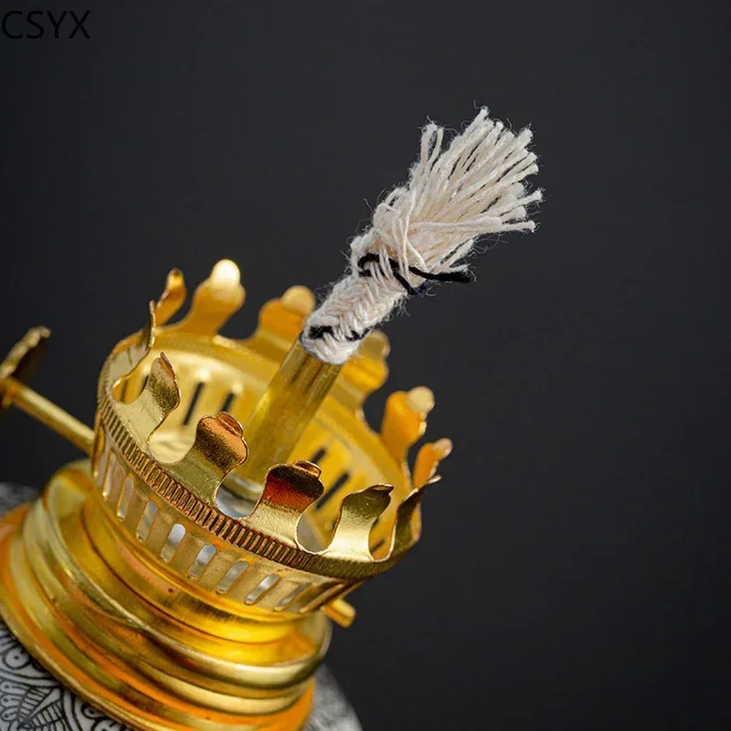 Chamber Oil Lamp For Home Indoor Use W/ Wick & Cover Decorative Hurricane Kerosene Lamp Oil Lantern Kerosene Lamp