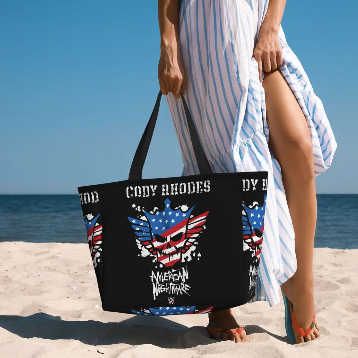 

In The Ring Cody Rhodes American Nightmare Beach Tote Bag Sport Gym Yoga Duffle Large Tote Bag Women Travel Bag Fitness bag