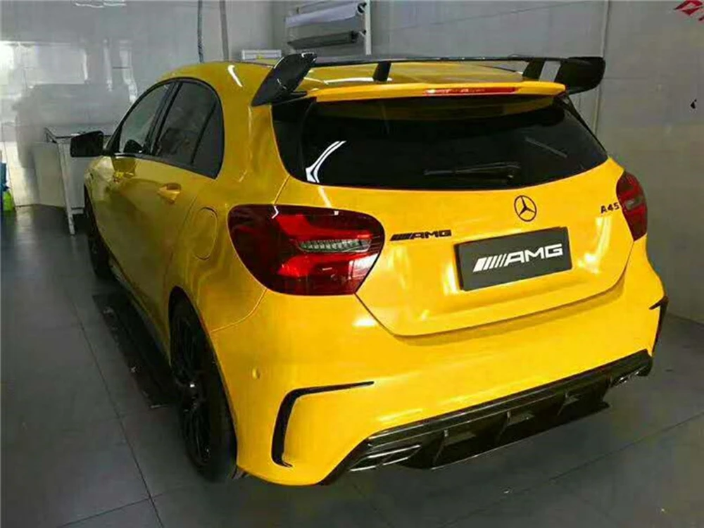 ABS Rear Diffuser Bumper For Mercedes W176 A Class A180 A200 A250 Sport Edition With Stainless Steel Exhaust Tips 15-18 A45 AMG