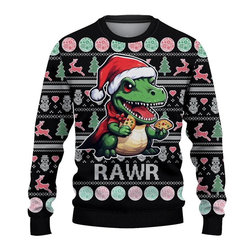 Pulls graphiques de dinosaure de dessin animé pour hommes, vêtements PVD, Hip Hop T Rex, pull de Noël en-ly, pulls D37pour garço