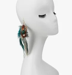 Fashionable Bohemian style blue feather hanging earrings made of zinc alloy - perfect gift for fashionable occasions and holiday