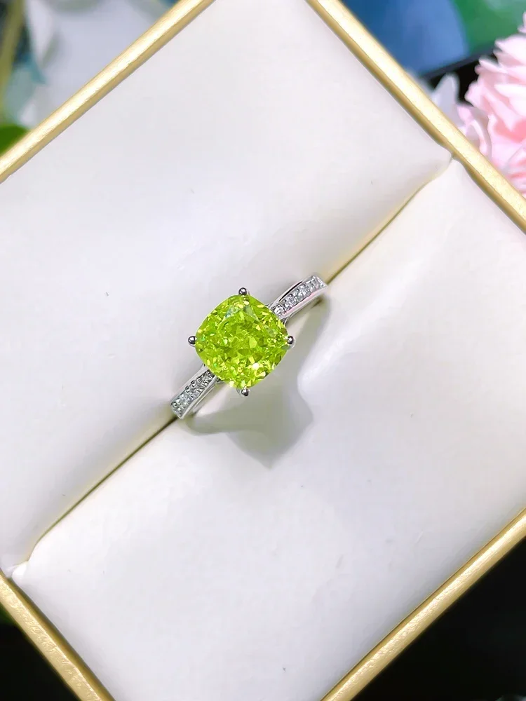 Light Luxury Olive 925 Silver Ring Set Set Set with High Carbon Diamond, Versatile Girl Wedding Jewelry for Women