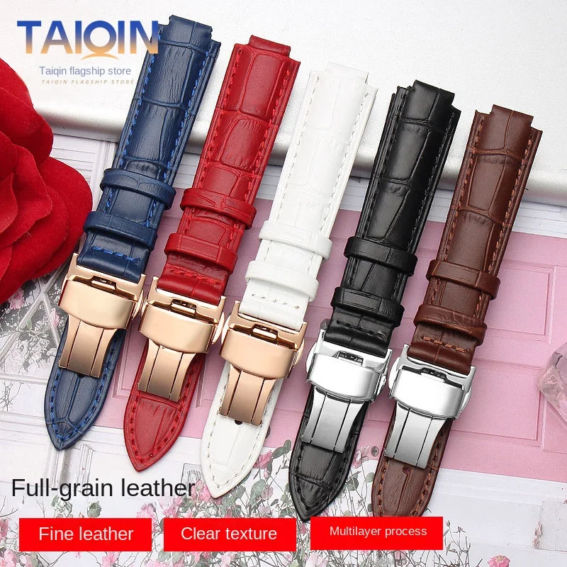 14-8mm 16-8mm 18-11mm 20-12mm 22-14mm Men women Genuine Leather Watchband For Cartier Blue Balloon Bracelet Watch Cowhide Strap