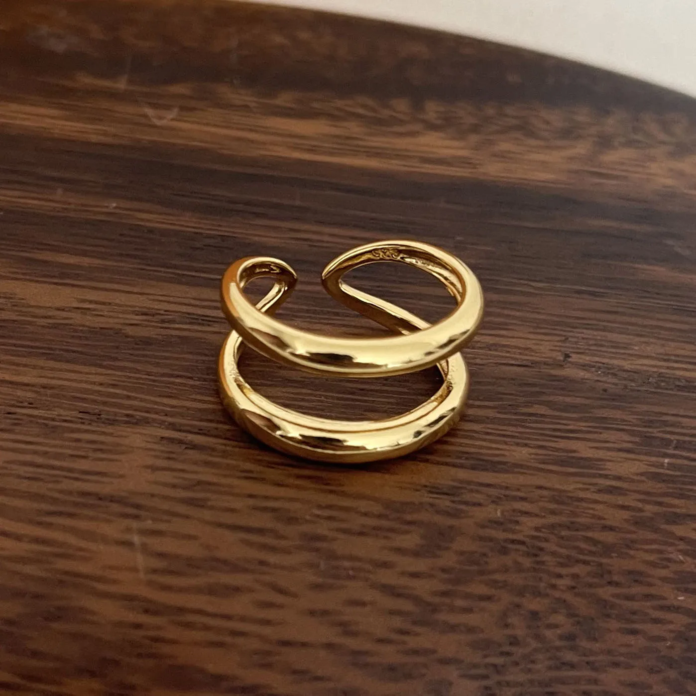 925 Sterling Silver Rings For Women Men Fine Jewelry Finger Adjustable Open Double Layers Gold Ring For Party Birthday Gift - Detail 1