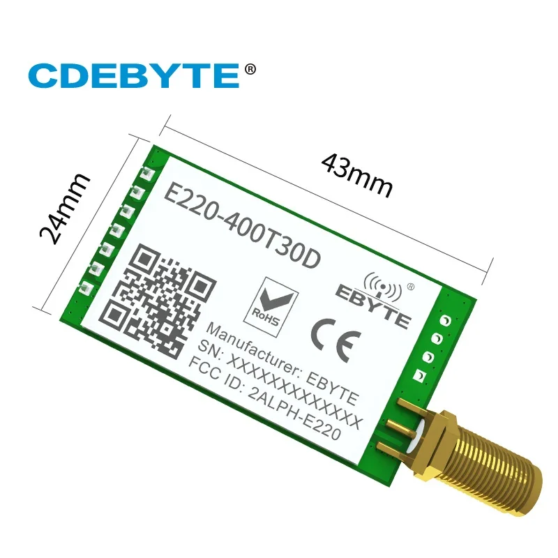 E220-400T30D LoRa Wireless UART 433MHz 470MHz 30dBm Module LLCC68 LoRa Spread Spectrum DIP UART Interface SMA-K Antenna