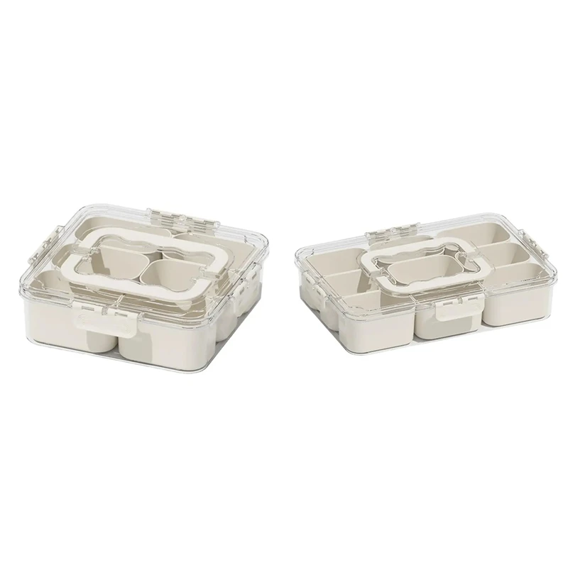 

Grids Divided Serving Tray Storage Box Portable Sub-Format Seasoning Separator Box Fresh-Keeping Snack Fruits Food Box