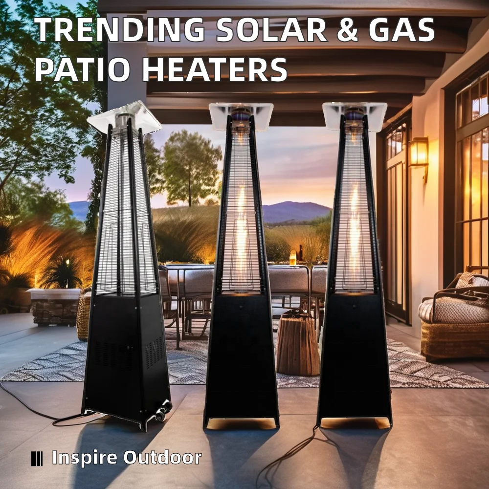 Hot Selling Solar Powered Patio Heater New Pyramid Design Infrared Electric Freestanding Gas Outdoor Garden Use UK Plug Portable