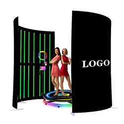 2 PCS 360 Photo Booth Enclosure Photobooth Backdrop 360 Video Photobooth Green Screen Stand Customized for Wedding Party Events