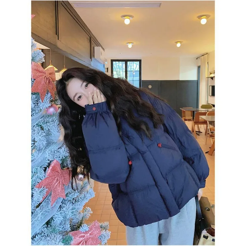 Women Winter New Loose Oceans Color Crash Trend Sweet Zipper Casual Collar Fashion Commuter Warm Cotton Clothes Loose Korean