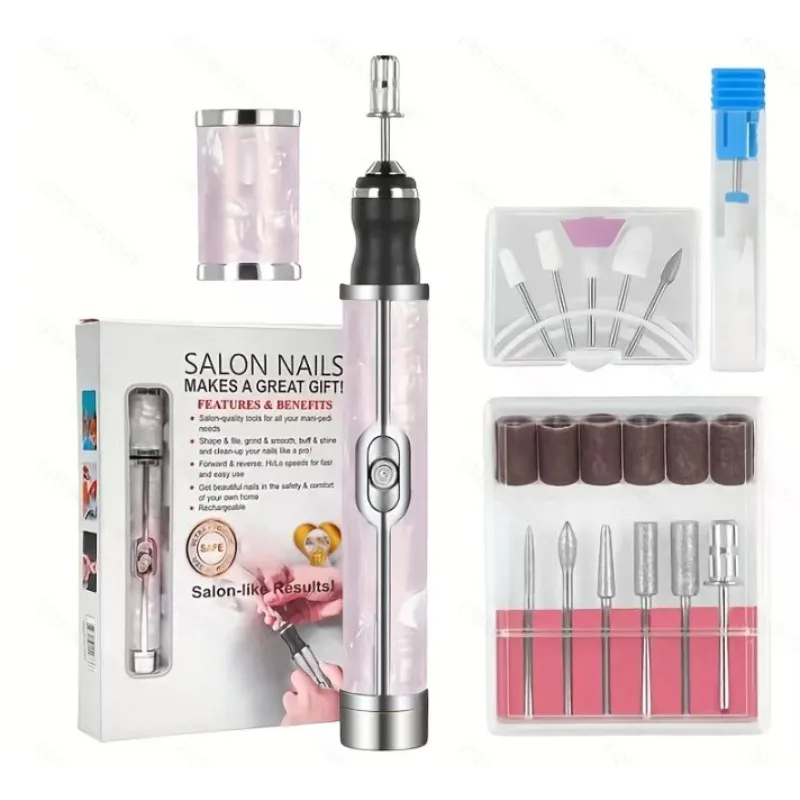 مثقاب أظافر لاسلكي مبرد أظافر كهربائي أداة مانيكير محمولة بطارية قابلة للشحن 30000 دورة في الدقيقة 6 سرعات متغيرة شاشة LED #1