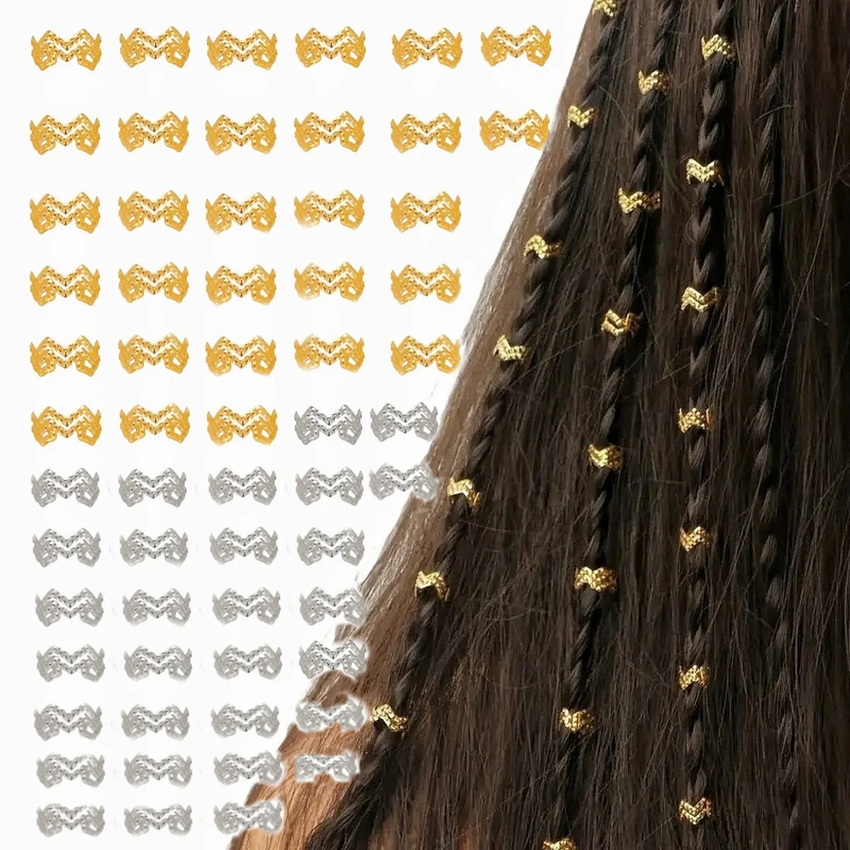 30pcs Hair Jewelry for Gold Hair Braids Cuffs Multi Style Rings Adjustable Hair Beads for Braid Lock Dreadlock Accessories