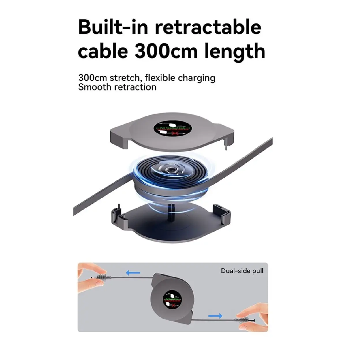 For Mini Retractable Power Cord Male DC5521 to DC5521 Plug-and-Play Portable DC Cable Satellite Cable 5m