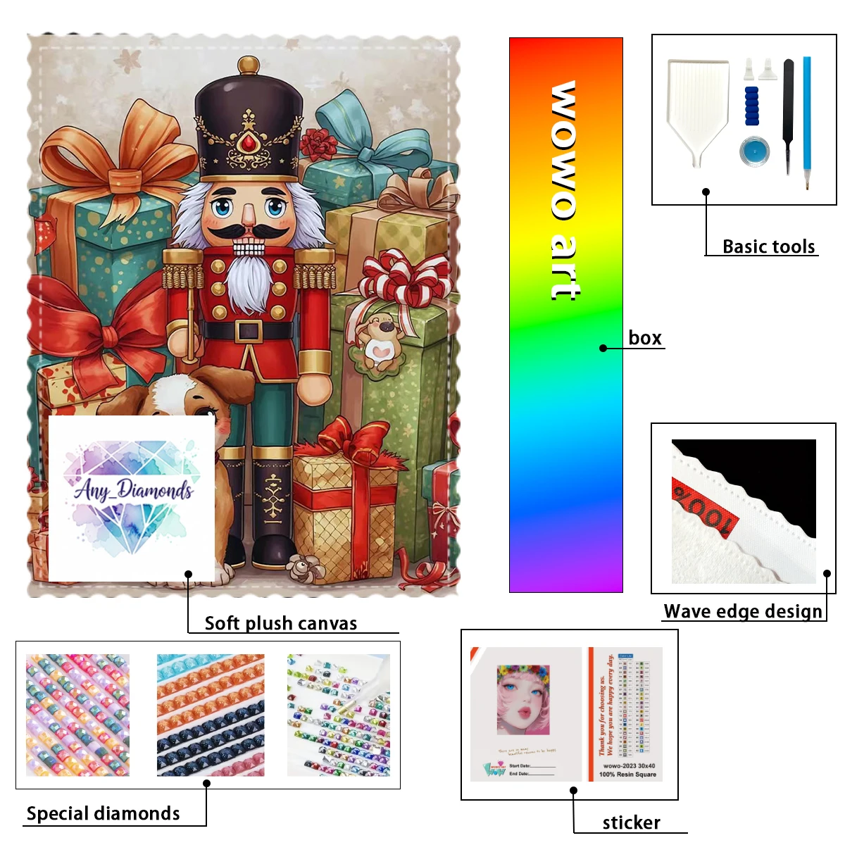 

【ANY_ Diamond Art】Рождественский подарок Кристалл AB Горный хрусталь FD Горный хрусталь Идеальный алмаз из смолы