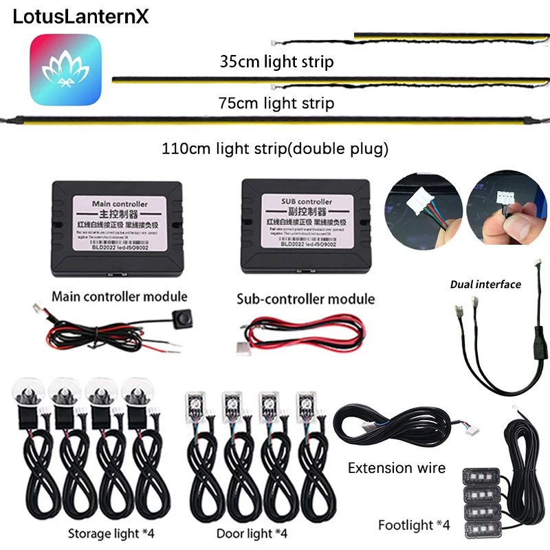 „LotusLanternX“ App RGB 64 Farben Umgebungslicht Zubehör Innenform Dekoration LED-Streifen 4-Draht Tür/Aufbewahrung/Fußlicht