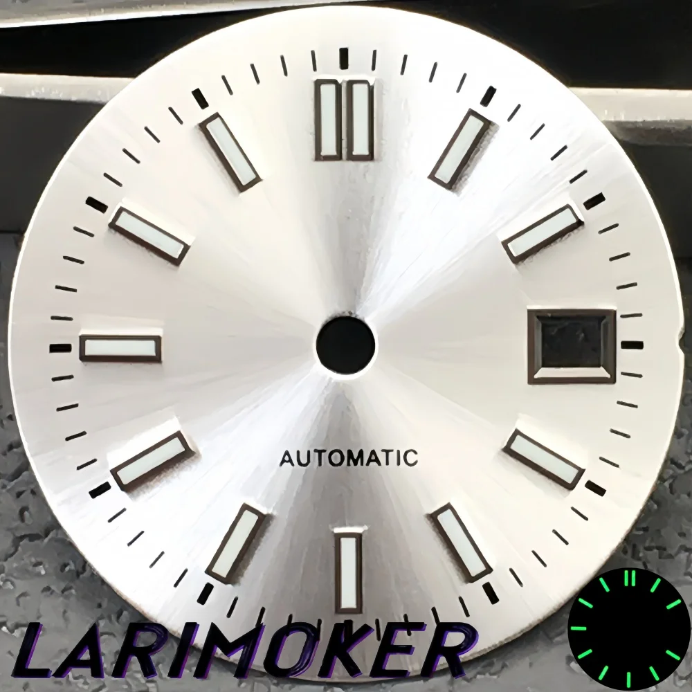 Gramock 20.5mm Sunburst Calendar Date Watch Dial With Green Luminous Suitable For NH05 Automatic Movement Watch Replacement Part