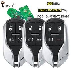 KEYECU 434MHz PCF7953 ID46 chip FCC ID: M3N-7393490 5 Buttons Smart Remote Key Fob for Maserati Quattroporte  Ghibli 2012-2021