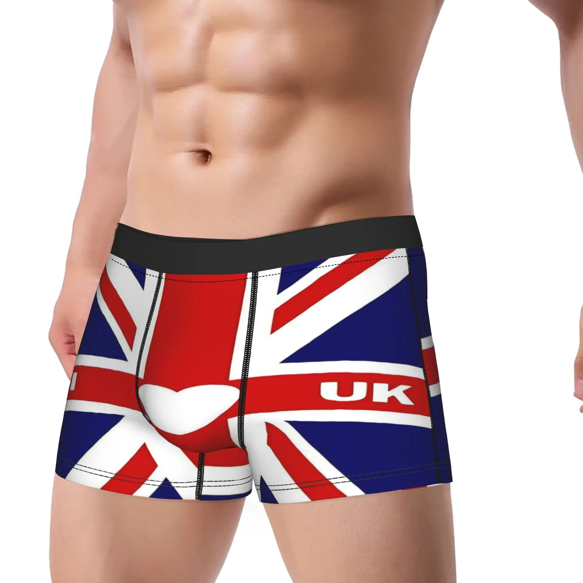 UK Flag Underwear I Love UK Men Shorts Briefs Funny Boxer Shorts Quality Custom DIY Oversize Underpants