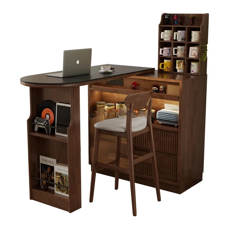 

Барная стойка из цельного дерева, небольшая квартира, бытовой выдвижной обеденный боковой шкаф, островная доска цвета ореха, перегородка, шкафчик на крыльце