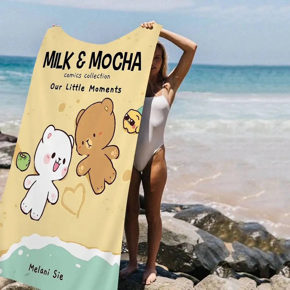 Art Milk and Mocha Microfiber Beach Towel Absorbent Quick dry Soft Yoga Swimming Resort Mountain Climbing Towel