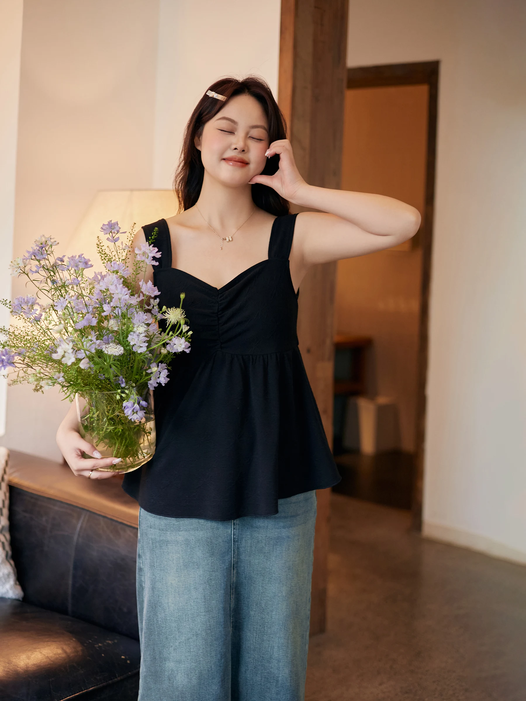 

DM00 plus Size Knitted Tank Top Women's Summer Casual Wear Basic Layering Outerwear for Plump Women Pattern