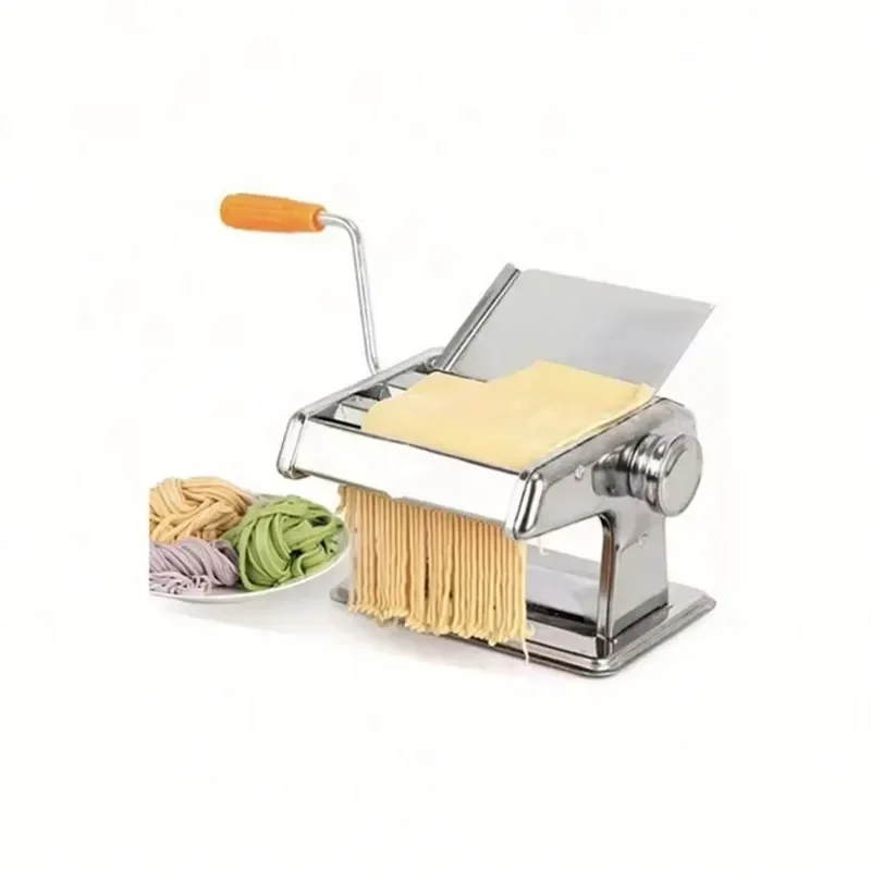 Yellow Roller Handmade Noodle Machine Spiral Stainless Steel Replacement Parts Small Set Wooden Spaghetti Maker