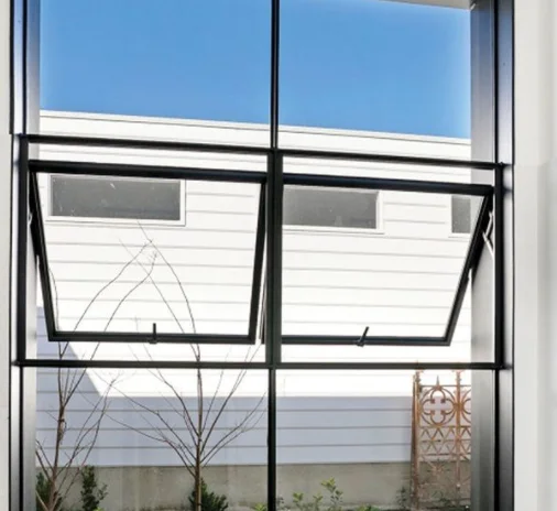 Ultra-Narrow Frame Steel Top-Hung Window Awning Window Double Glazed with Simple Design Fixed Open Style Windproof Function