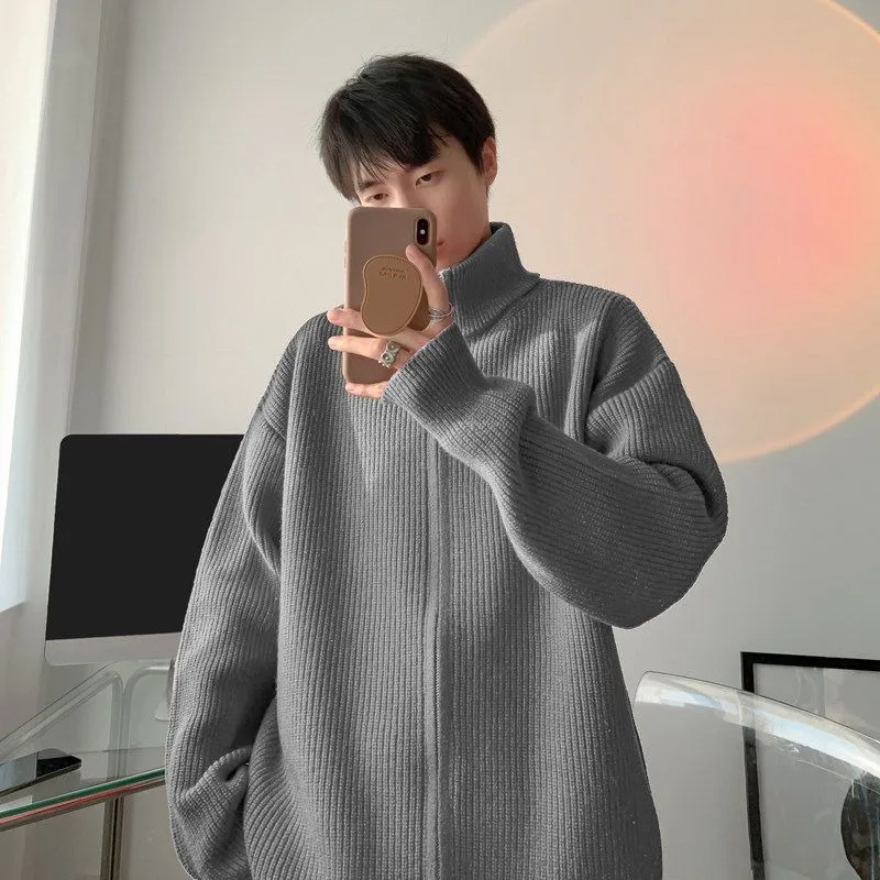 

Мужской кардиган на молнии с воротником-стойкой, осень-зима, вязаная утолщенная куртка в ленивом стиле