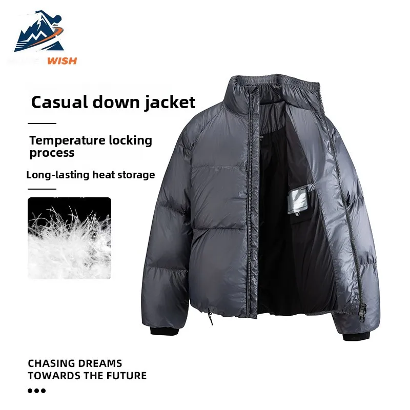 MONEYWISH أسفل سترة العصرية تنوعا الأبيض بطة أسفل القطن سميكة الباردة مقاومة الدافئة معطف قصير في الهواء الطلق مخيم التزلج أسفل سترة