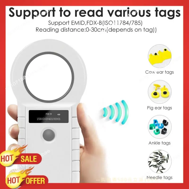 

B47C 134.2Khz RFID Animal Chip Reader 15 Digits Pet ID Scanner EMID FDX-B Microchip Tag Registration For Cow Fish Dog Durable Wh