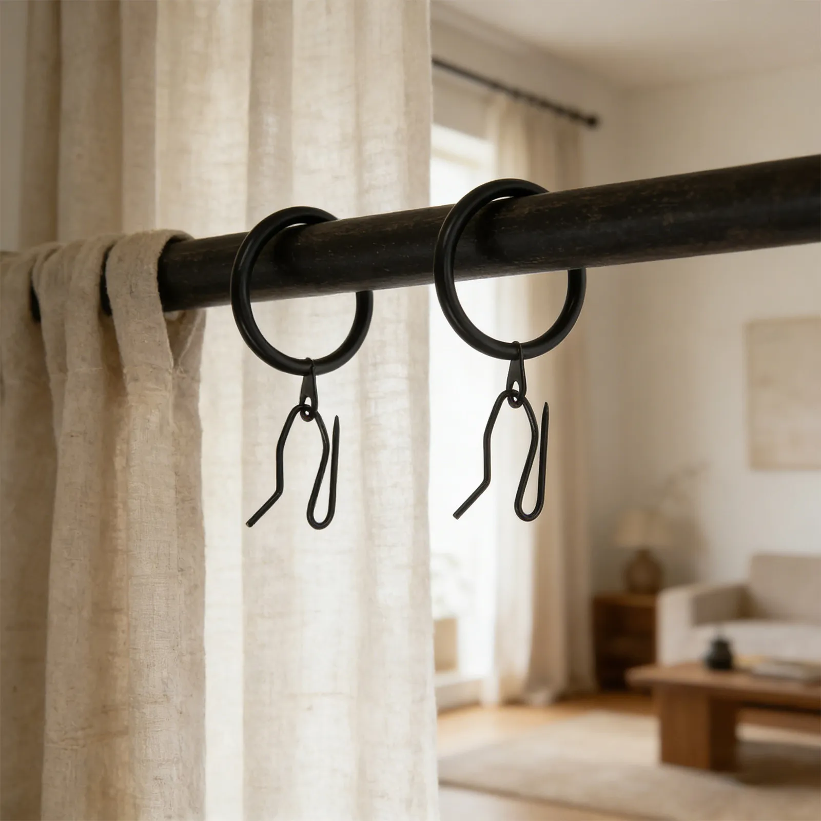 24Sets Curtain Hanging Rings Metal Eyelet Heavy Duty Drapery Pin Hooks 32Mm Internal Diameter Bathroom Window Shower Curtain view 3