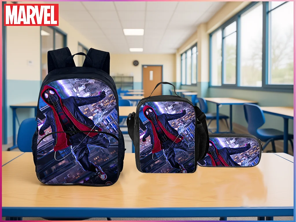 

HOT Elementary Kid Spider-Man Novelty Daypack+Reusable Lunch Box+Pencil Case 3Pcs Set Backpack for Boys Girls