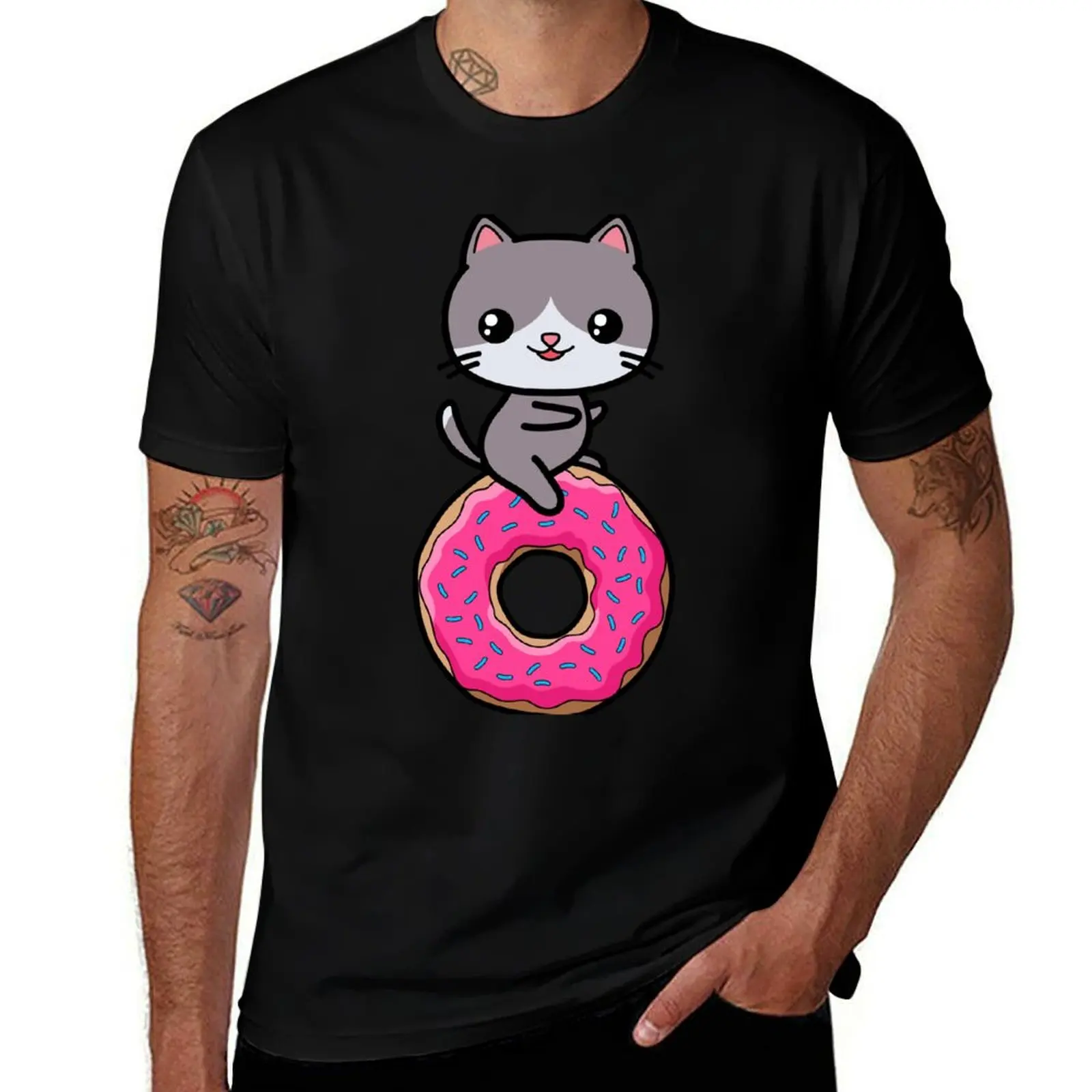 

Cat Kawaii Donut Cute T-Shirt man clothes quick-drying kawaii clothes clothing for men