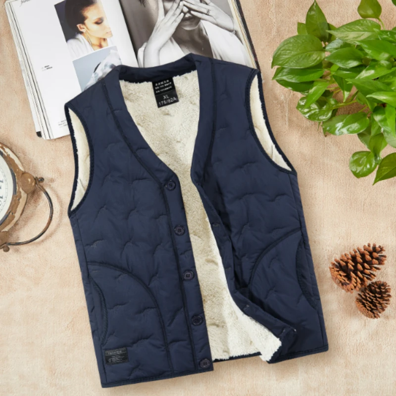 

Autumn Winter Mens Vest Jacket Plus Velvet Warm Male Coat Fashion Trend Versatile Casual Waistcoat Brand Thickening Top Clothing