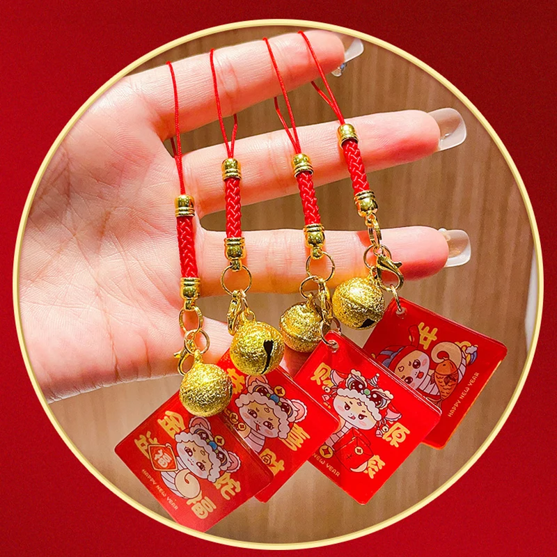 1PC Lucky Mascot New Year Home Car Hanging Ornaments 2025 Year Of The Snake Signboard Mobile Phone Hanging Rope Pendant image 3