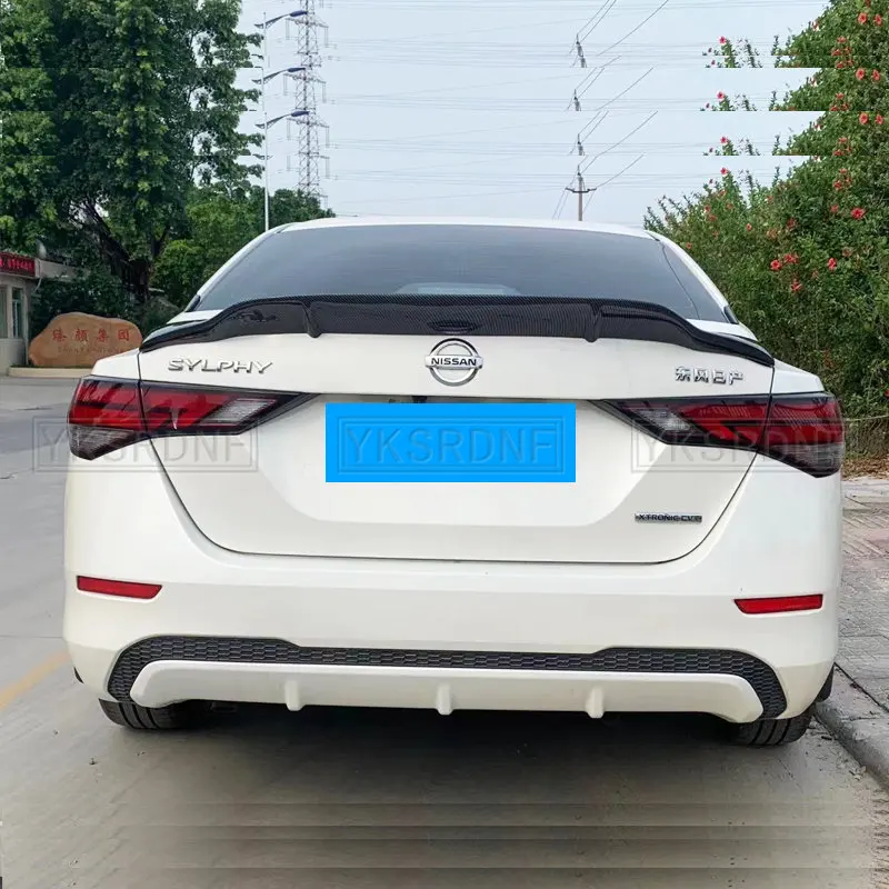 R Style Carbon Fiber/ABS Rear Trunk Spoiler Car Rear Wing Decoration for Nissan Sentra Sylphy 2020 2021