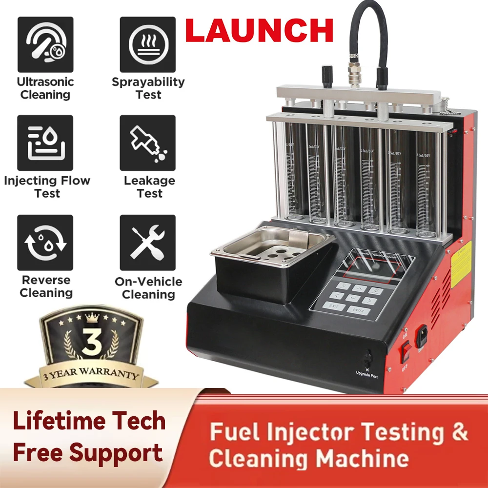 

Запуск GDI автомобильного топливного инжектора, инструмент для очистки, 6-цилиндровый ультразвуковой очиститель форсунок, машина для очистки бензинолины и тестера