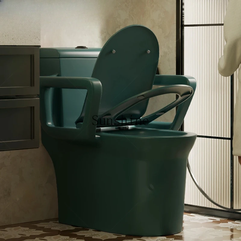 

American dark green armrest toilet household bathroom siphon toilet