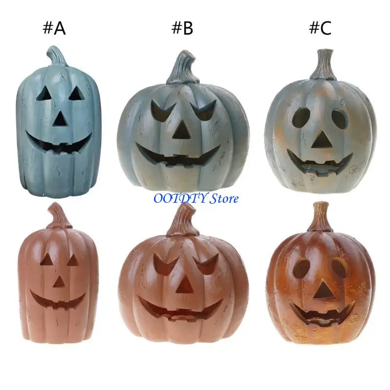 367A Halloweens Pumpkin Lantern Light Cover Sturdy Resin LED Light Decoration