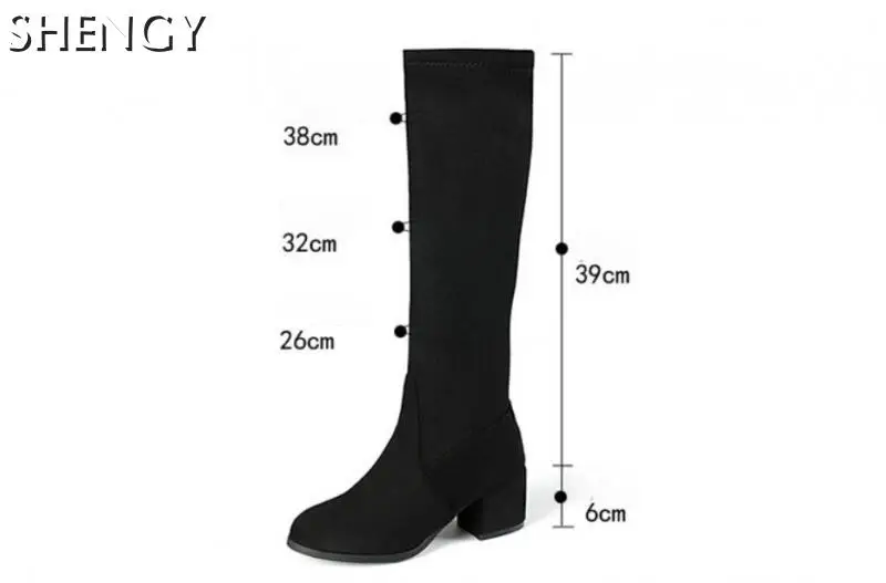 2023 Women Long Boots Suede Solid Knee High Boots Thick Mid-Heel Side Zipper Knight High Boots Winter Female Shoes Botas Mujer