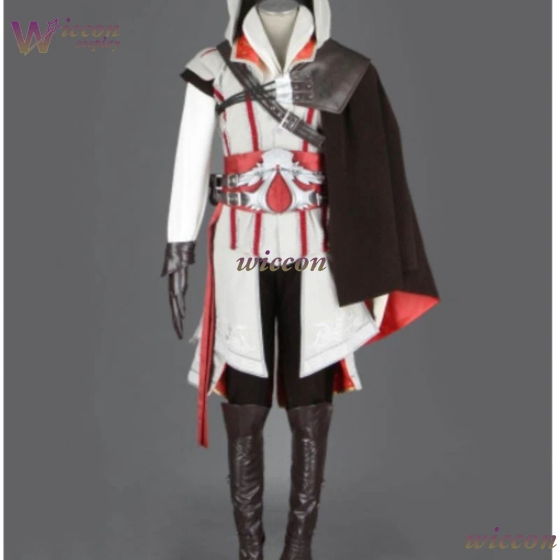 Wonka Cos Store Creed Ezio Auditore Cosplay Costume Black White Full Set For Men Ready Stock Free Shipping Halloween Comic Con view 4