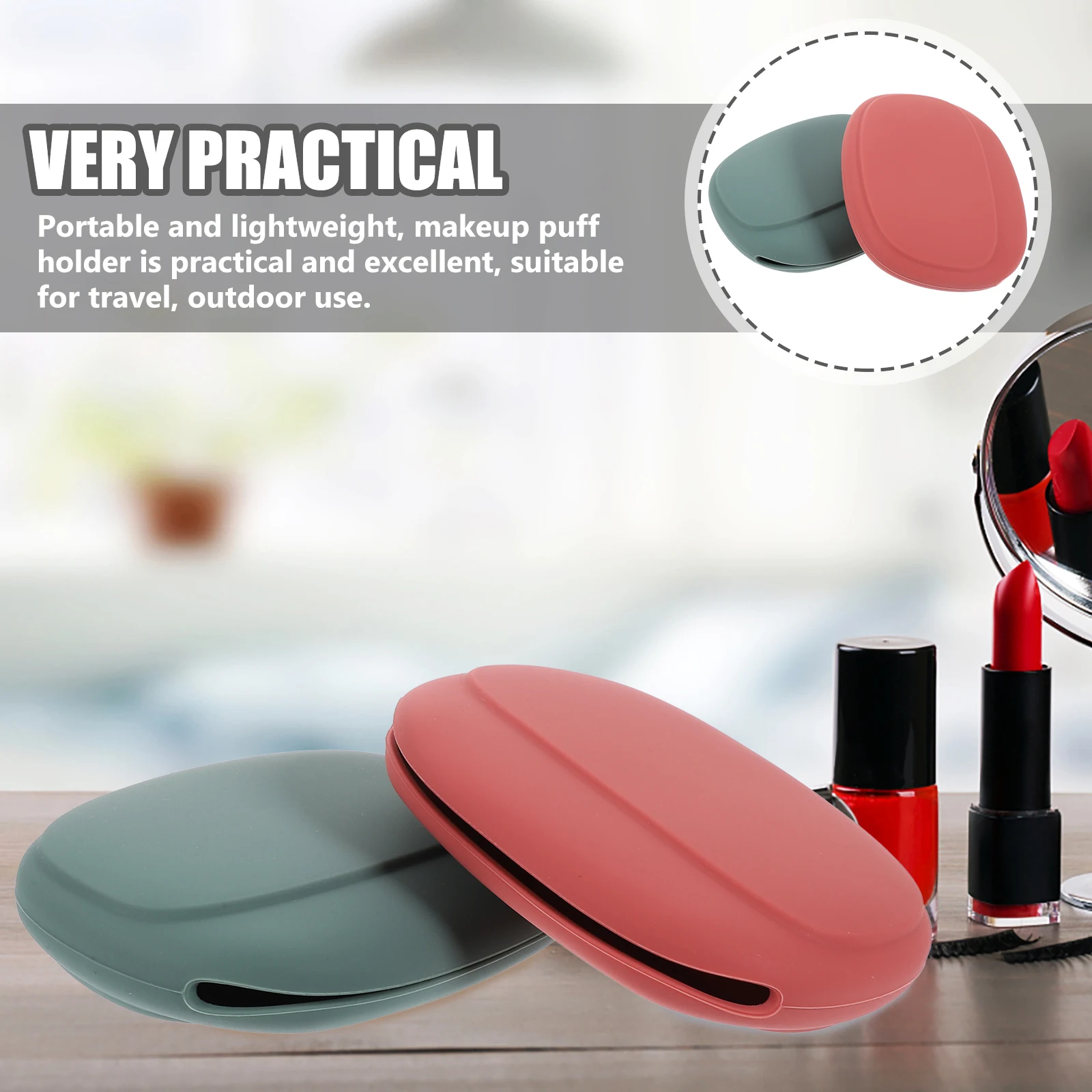 

2 Pcs Red Silicone Makeup Sponge Holder Portable Travel Powder Makeup Puff Case Puff Case Dustproof Storage Box