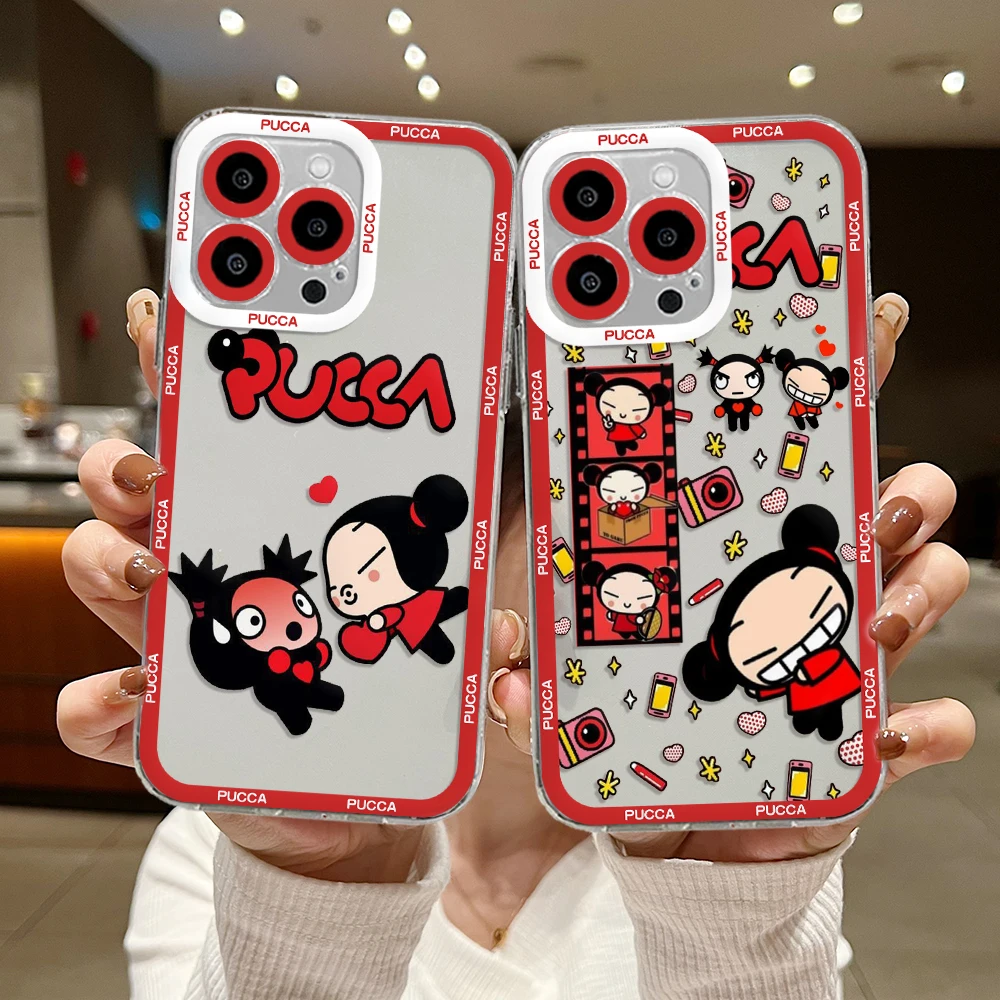 Cartoon Pucca Garu Phone Case For Samsung S24 S23 S22 S21 S20 S10 FE Note20 Note10 Plus Ultra Lite 5G Clear Soft TPU Cover