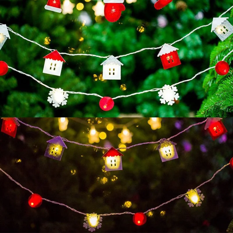 

2.5m Christmas Tree Light String Decor Battery Led Snowflake House Glove Shape Christmas Party Ornament Home Decor