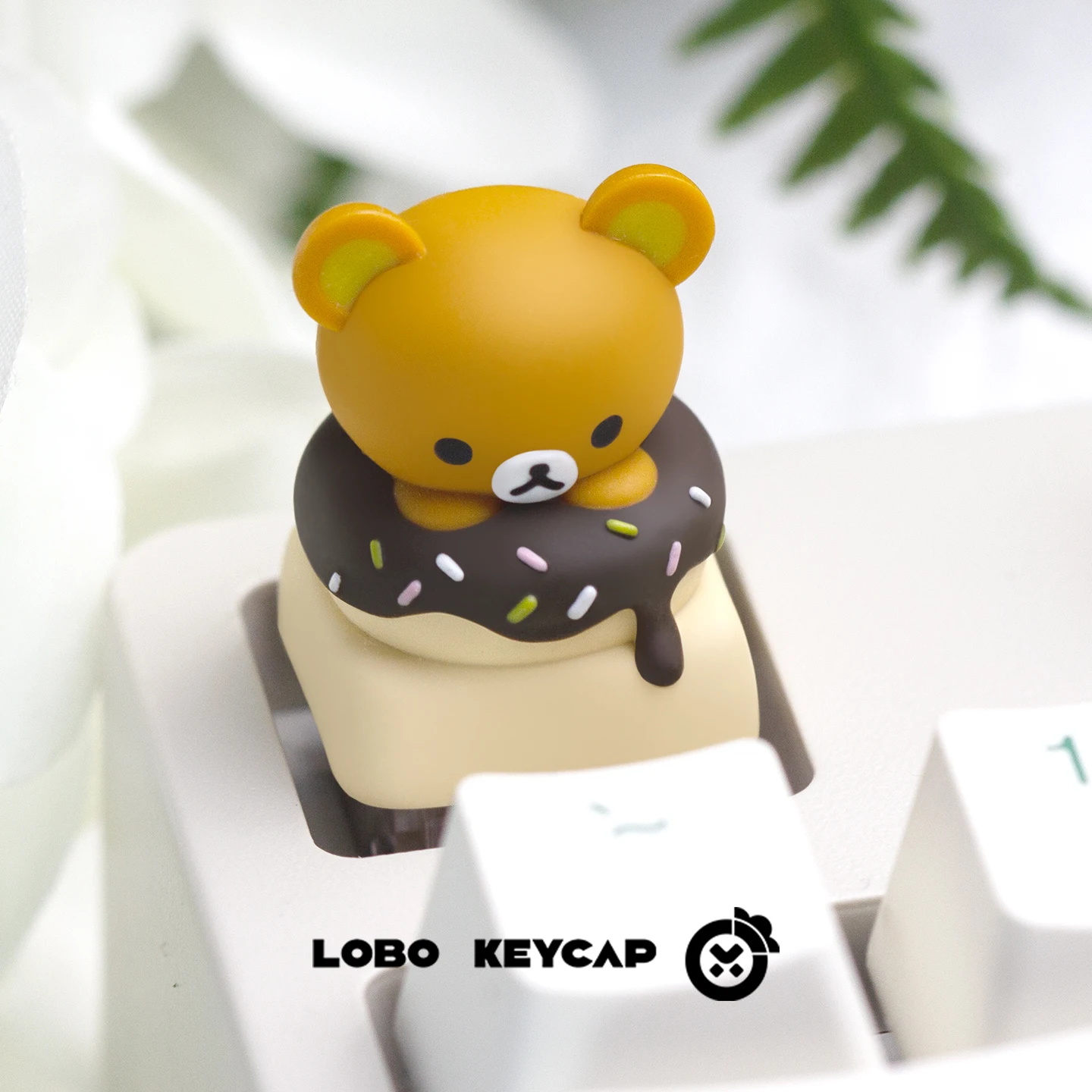 Rilakkuma Donut Cute Cartoon Keycaps Resin Personalized Creative Mechanical Keyboard Game Replaceable Customized ESC Gifts