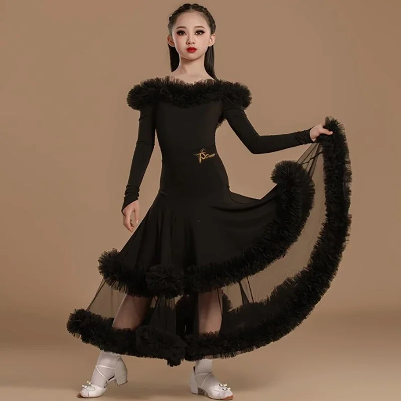 

Dancewear Costume Kids Girls Dance Bodysuit and Mesh Modern Dance Double Layered Skirt Temperament National Standard