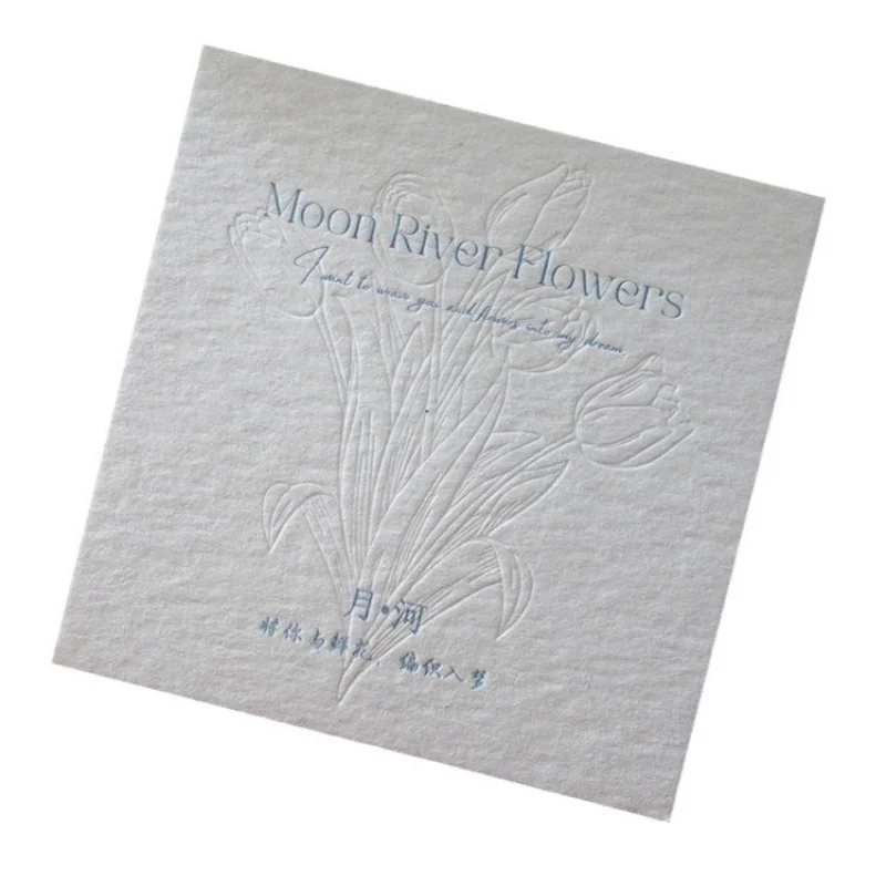 Customized Letterpress Cotton Paper Cards Business Cards Postcards Florist Greeting Cards Stamping Debossing Letterpress