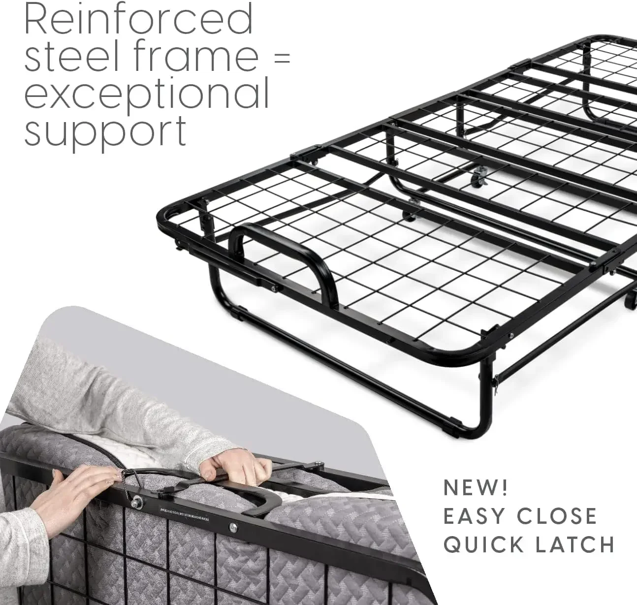 Deluxe Diplomat Folding Bed – Twin Size - with Luxurious Memory Foam Mattress and a Super Strong Sturdy Frame – 75” x 38