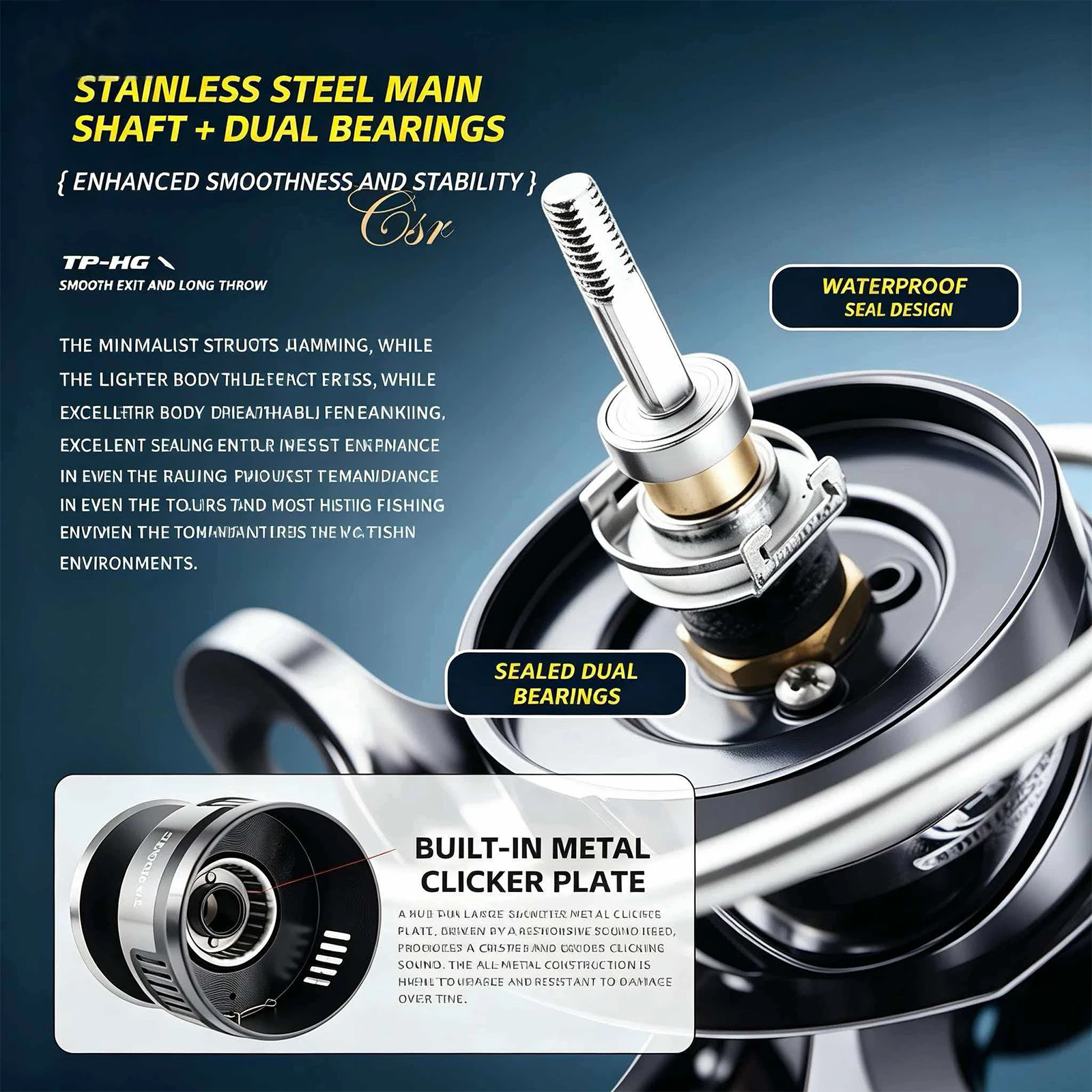 Mavllos TP-HG Spinnrolle 9+1BB 20KG Bremskraft Metallspule Austauschbarer Griff 2500-6000 Salzwasser-Bass-Angelrolle – Detail 5