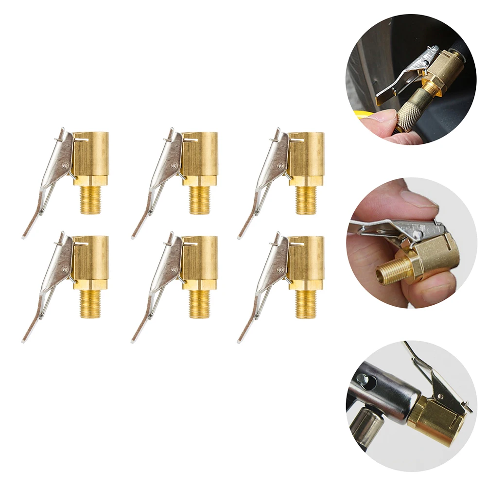 

6pcs Professional Car Thread Air Chuck Durable Brass Quick-Release Inflatable Adapter Tire Valves Air Pump Connector Nozzle
