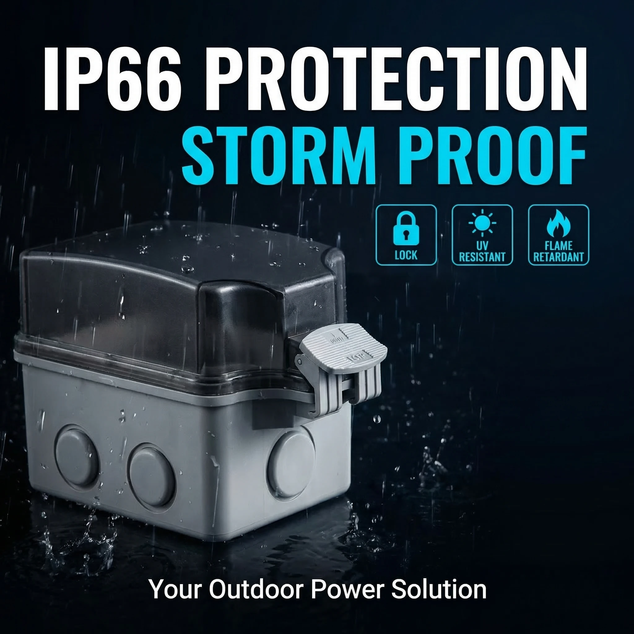 

IP66 Waterproof Outdoor Power Junction Box - Gray, ABS Plastic, Rainstorm-Proof, Electrical Distribution, Dustproof, Anti-Theft,